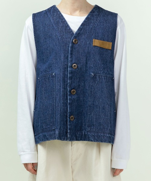 PAR ICI(パーリッシィ)の「13ozデニム/ヒッコリー ワークベスト(ベスト・レディース・ストライプ/ネイビー・FREE)」の11枚目の写真