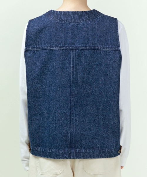 PAR ICI(パーリッシィ)の「13ozデニム/ヒッコリー ワークベスト(ベスト・レディース・ストライプ/ネイビー・FREE)」の13枚目の写真