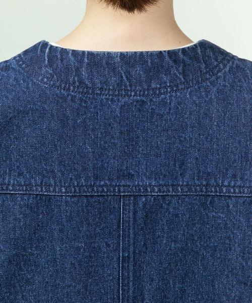 PAR ICI(パーリッシィ)の「13ozデニム/ヒッコリー ワークベスト(ベスト・レディース・ストライプ/ネイビー・FREE)」の15枚目の写真