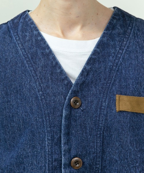 PAR ICI(パーリッシィ)の「13ozデニム/ヒッコリー ワークベスト(ベスト・レディース・ストライプ/ネイビー・FREE)」の14枚目の写真
