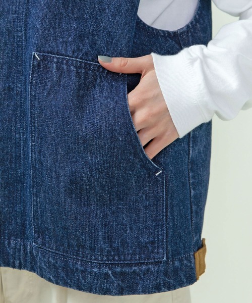 PAR ICI(パーリッシィ)の「13ozデニム/ヒッコリー ワークベスト(ベスト・レディース・ストライプ/ネイビー・FREE)」の16枚目の写真
