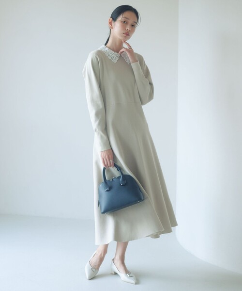 美品【greenlabelrelaxing】2WAY ワンピース エリレース 2WAY ニット ワンピース ウォッシャブル（ワンピース