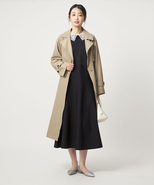 green label relaxing（グリーンレーベルリラクシング）の「エリレース 2WAY ニット ワンピース ウォッシャブル（ワンピース・レディース・ネイビー/ベージュ/グレー・FREE）」の4枚目の写真