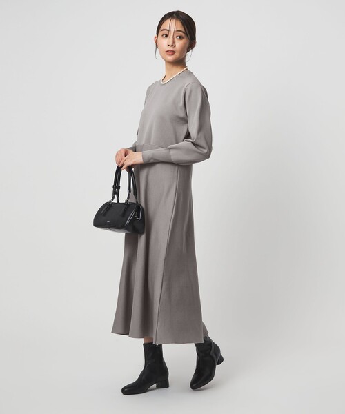 green label relaxing（グリーンレーベルリラクシング）の「エリレース 2WAY ニット ワンピース ウォッシャブル（ワンピース・レディース・ネイビー/ベージュ/グレー・FREE）」の13枚目の写真