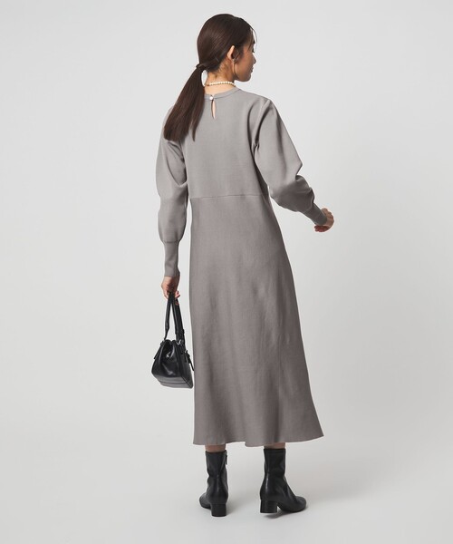 green label relaxing（グリーンレーベルリラクシング）の「エリレース 2WAY ニット ワンピース ウォッシャブル（ワンピース・レディース・ネイビー/ベージュ/グレー・FREE）」の14枚目の写真