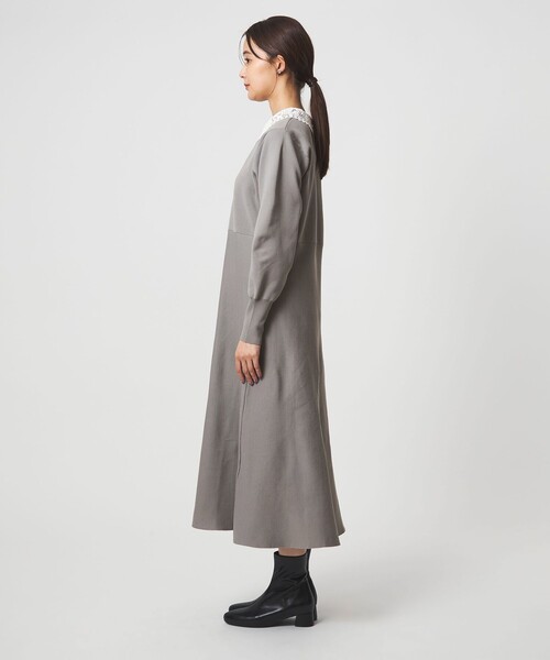 green label relaxing（グリーンレーベルリラクシング）の「エリレース 2WAY ニット ワンピース ウォッシャブル（ワンピース・レディース・ネイビー/ベージュ/グレー・FREE）」の17枚目の写真