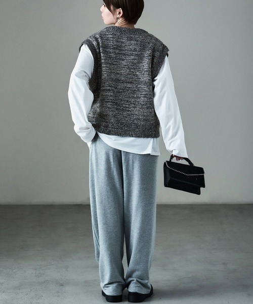 Fashion Letter（ファッションレター）の「ミックスニット オーバーサイズ ベスト（ベスト・レディース・ブラウン/ネイビー/ボルドー・M）」の9枚目の写真