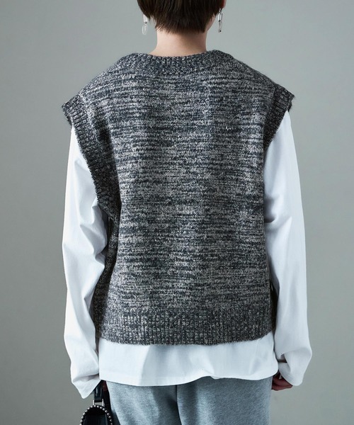 Fashion Letter（ファッションレター）の「ミックスニット オーバーサイズ ベスト（ベスト・レディース・ブラウン/ネイビー/ボルドー・M）」の10枚目の写真