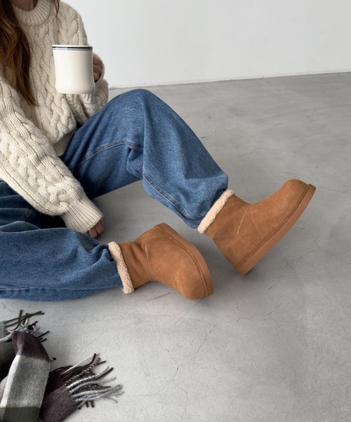 CANAL JEAN（キャナルジーン）の「El mar　ムートンショートブーツ（ブーツ・レディース・ブラウン/キャメル・36/37/38）」の2枚目の写真