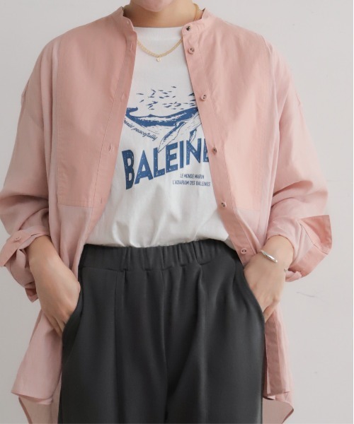 NOMBRE IMPAIR(ノンブルアンペール)の「スプリングカラーポリエステル チュニックシャツ(シャツ/ブラウス・レディース・グリーン/ピンク・FREE)」の2枚目の写真