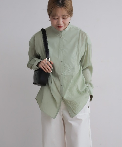 NOMBRE IMPAIR(ノンブルアンペール)の「スプリングカラーポリエステル チュニックシャツ(シャツ/ブラウス・レディース・グリーン/ピンク・FREE)」の3枚目の写真