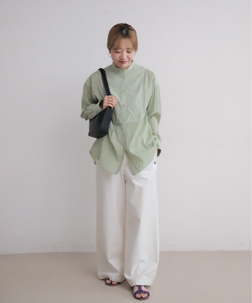 NOMBRE IMPAIR(ノンブルアンペール)の「スプリングカラーポリエステル チュニックシャツ(シャツ/ブラウス・レディース・グリーン/ピンク・FREE)」の5枚目の写真