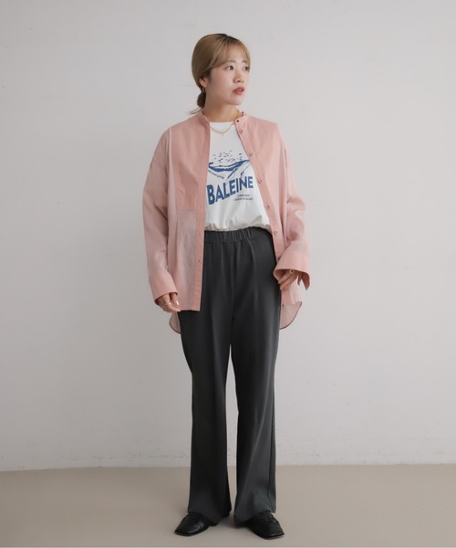 NOMBRE IMPAIR(ノンブルアンペール)の「スプリングカラーポリエステル チュニックシャツ(シャツ/ブラウス・レディース・グリーン/ピンク・FREE)」の11枚目の写真