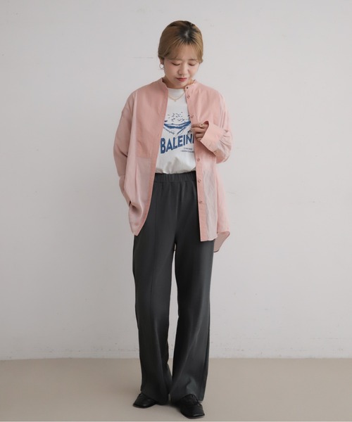NOMBRE IMPAIR(ノンブルアンペール)の「スプリングカラーポリエステル チュニックシャツ(シャツ/ブラウス・レディース・グリーン/ピンク・FREE)」の12枚目の写真