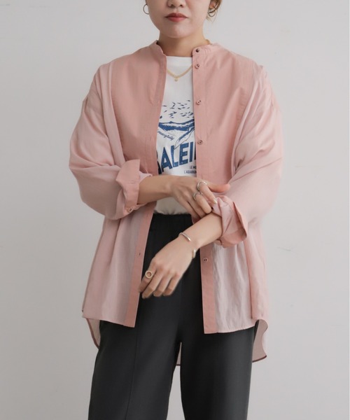 NOMBRE IMPAIR(ノンブルアンペール)の「スプリングカラーポリエステル チュニックシャツ(シャツ/ブラウス・レディース・グリーン/ピンク・FREE)」の17枚目の写真
