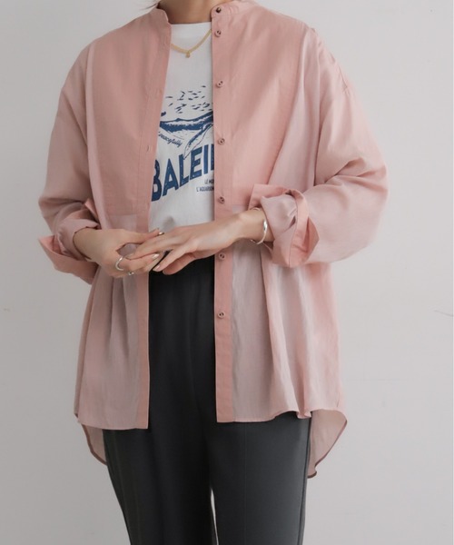 NOMBRE IMPAIR(ノンブルアンペール)の「スプリングカラーポリエステル チュニックシャツ(シャツ/ブラウス・レディース・グリーン/ピンク・FREE)」の10枚目の写真