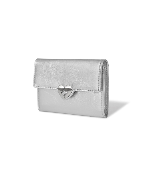 HEARTY FLAP WALLET - SILVER