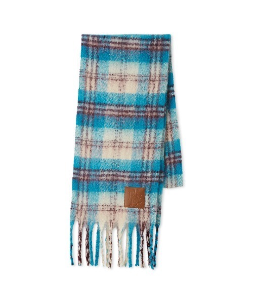 FRAY I.D（フレイアイディー）の「チェックブークレストール（ストール/ショール・レディース・ブルー/パープル/ライム・F）」の2枚目の写真