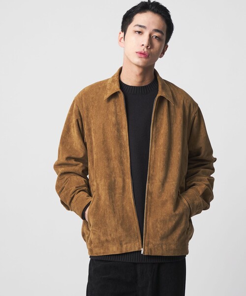 CITEN(シテン)の「<CITEN>スウェードライクジップシャツブルゾン(ブルゾン・メンズ・ベージュ・M/L)」の2枚目の写真