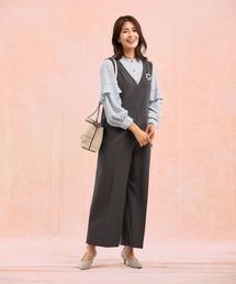 GLOBAL WORK（グローバルワーク）の「ストレッチオールインワン＊ブラウスセット/581019（つなぎ/オールインワン）」