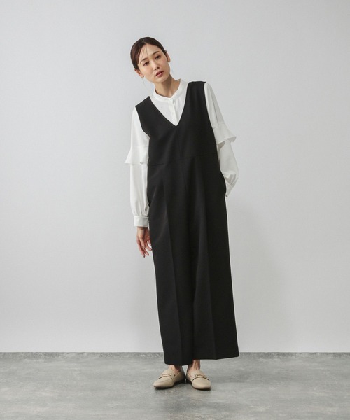 GLOBAL WORK（グローバルワーク）の「ストレッチオールインワン＊ブラウスセット/581019（セットアップ・レディース・ブラック/ネイビー/グレー系その他6・MEDIUM/LARGE）」の2枚目の写真