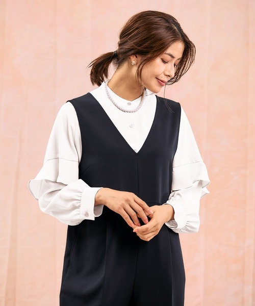 GLOBAL WORK（グローバルワーク）の「ストレッチオールインワン＊ブラウスセット/581019（セットアップ・レディース・ブラック/ネイビー/グレー系その他6・MEDIUM/LARGE）」の6枚目の写真