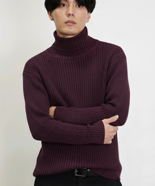 Beno（ビーノ）の「タートルネックループヤーンニット（ニット/セーター・メンズ・ホワイト/ブラック/ワイン/チャコールグレー/杢グレー/ネイビー・MEDIUM/LARGE/X-LARGE）」の6枚目の写真