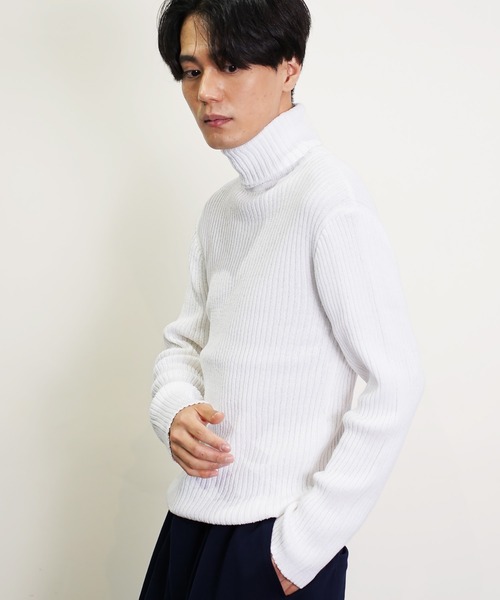 Beno（ビーノ）の「タートルネックループヤーンニット（ニット/セーター・メンズ・ホワイト/ブラック/ワイン/チャコールグレー/杢グレー/ネイビー・MEDIUM/LARGE/X-LARGE）」の7枚目の写真