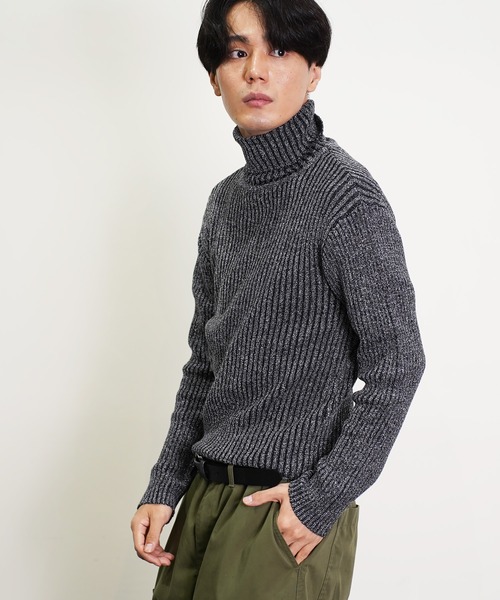 Beno（ビーノ）の「タートルネックループヤーンニット（ニット/セーター・メンズ・ホワイト/ブラック/ワイン/チャコールグレー/杢グレー/ネイビー・MEDIUM/LARGE/X-LARGE）」の13枚目の写真