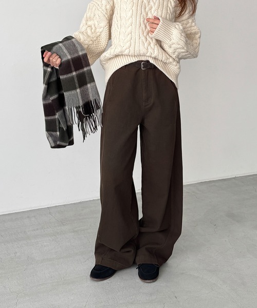 CANAL JEAN(キャナルジーン)の「El mar ベルト付き起毛コットンパンツ(その他パンツ・レディース・モカ/ブラウン・SMALL/MEDIUM)」の1枚目の写真