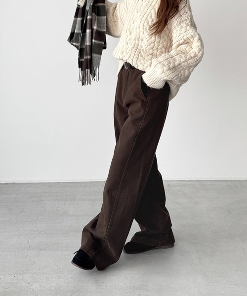 CANAL JEAN(キャナルジーン)の「El mar ベルト付き起毛コットンパンツ(その他パンツ・レディース・モカ/ブラウン・SMALL/MEDIUM)」の3枚目の写真