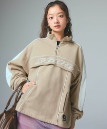 X-girl（エックスガール）の「FACE LABEL HALF ZIP SWEAT TOP（スウェット・レディース）」