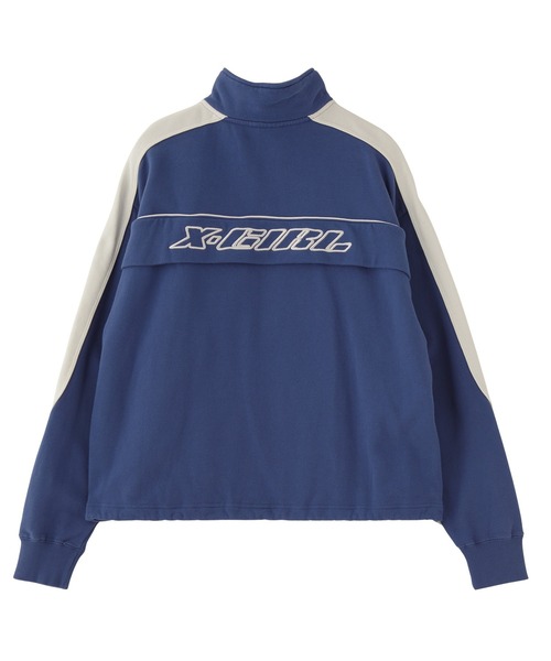 X-girl（エックスガール）の「FACE LABEL HALF ZIP SWEAT TOP（スウェット・レディース・ブラック/ブルー/ベージュ・S/M）」の8枚目の写真