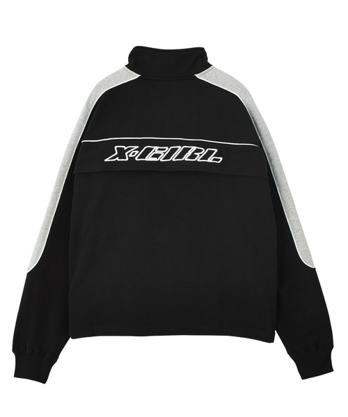 X-girl（エックスガール）の「FACE LABEL HALF ZIP SWEAT TOP（スウェット・レディース・ブラック/ブルー/ベージュ・S/M）」の9枚目の写真