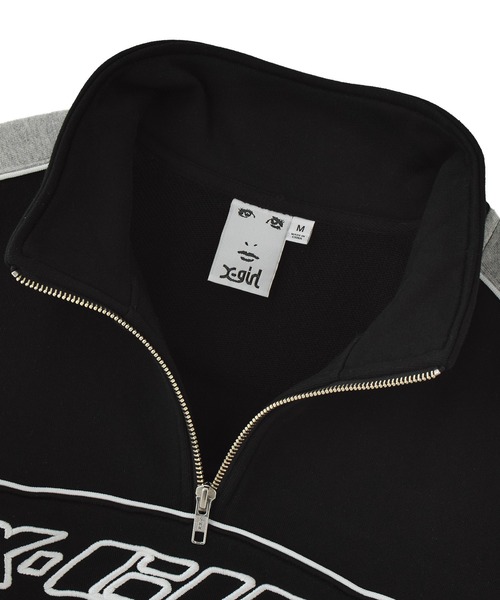 X-girl（エックスガール）の「FACE LABEL HALF ZIP SWEAT TOP（スウェット・レディース・ブラック/ブルー/ベージュ・S/M）」の11枚目の写真