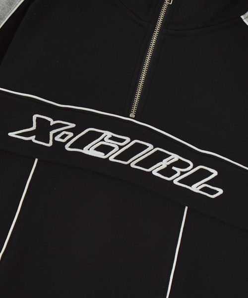 X-girl（エックスガール）の「FACE LABEL HALF ZIP SWEAT TOP（スウェット・レディース・ブラック/ブルー/ベージュ・S/M）」の12枚目の写真