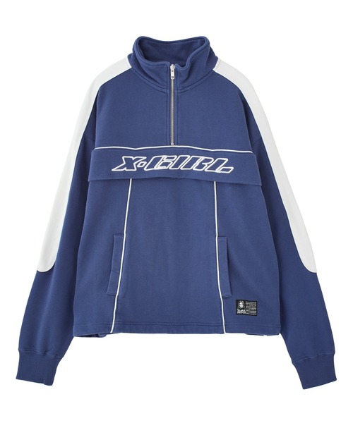 X-girl（エックスガール）の「FACE LABEL HALF ZIP SWEAT TOP（スウェット・レディース・ブラック/ブルー/ベージュ・S/M）」の18枚目の写真