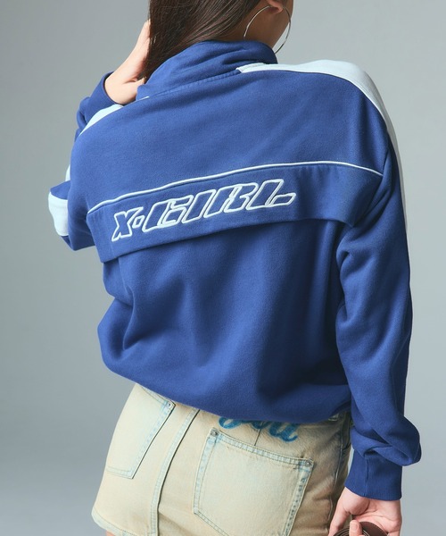 X-girl（エックスガール）の「FACE LABEL HALF ZIP SWEAT TOP（スウェット・レディース・ブラック/ブルー/ベージュ・S/M）」の20枚目の写真