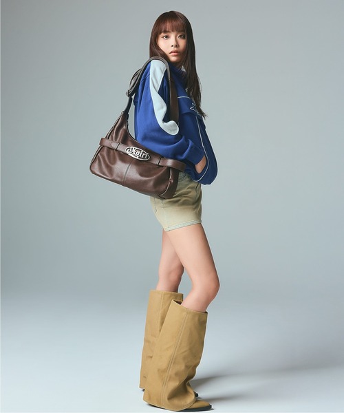 X-girl（エックスガール）の「FACE LABEL HALF ZIP SWEAT TOP（スウェット・レディース・ブラック/ブルー/ベージュ・S/M）」の19枚目の写真