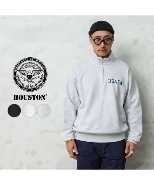 HOUSTON(ヒューストン)の「HALF ZIP SWEAT USAFA(スウェット・メンズ・ブラック/オフホワイト/グレー・M/L/XL)」の4枚目の写真