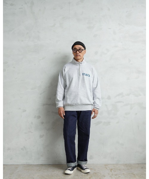 HOUSTON(ヒューストン)の「HALF ZIP SWEAT USAFA(スウェット・メンズ・ブラック/オフホワイト/グレー・M/L/XL)」の8枚目の写真