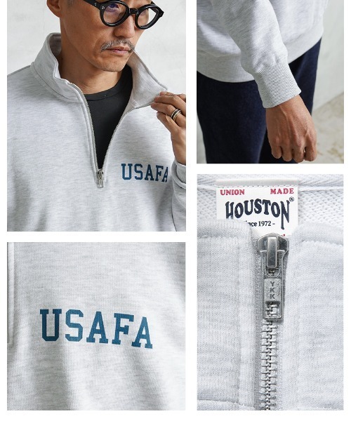 HOUSTON(ヒューストン)の「HALF ZIP SWEAT USAFA(スウェット・メンズ・ブラック/オフホワイト/グレー・M/L/XL)」の10枚目の写真