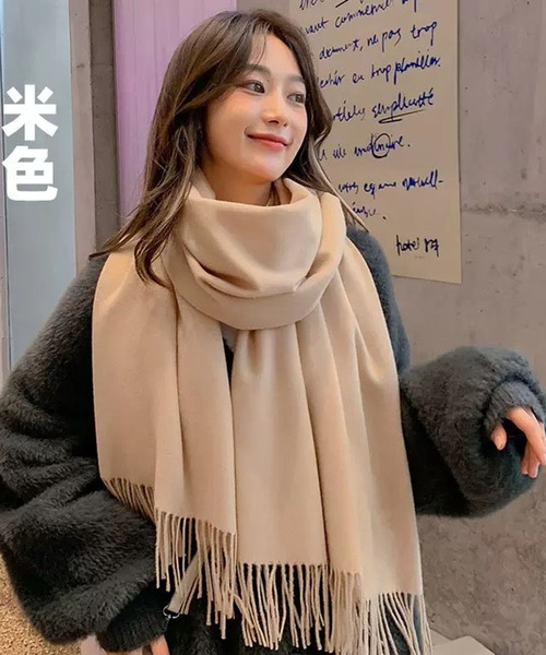 フリンジ付きマフラー** マフラー ストール モヘアライク フリンジ レディース : ZOZOTOWN