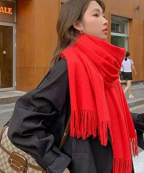 最終値下げ❗️HERMÈS-PARIS 赤 マフラー フリンジ付き 最終値下げ❗️HERMÈS-PARIS 赤 マフラー フリンジ付き セール