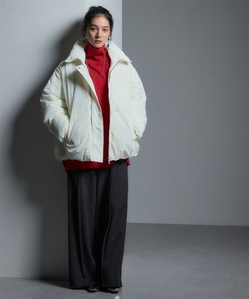 Soiunique（スワユニーク）の「ファイバーダウンゆったりサイズバルーンジャケット ［Soiunique］（カバーオール・レディース・アイボリー/ブラウン・フリー）」の8枚目の写真