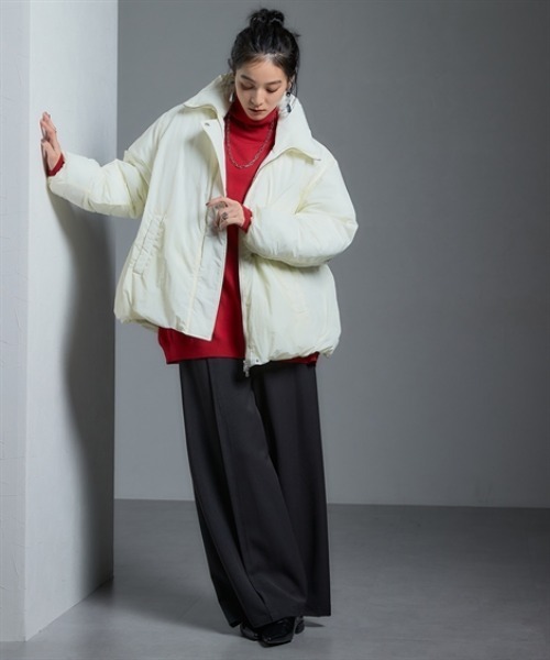 Soiunique（スワユニーク）の「ファイバーダウンゆったりサイズバルーンジャケット ［Soiunique］（カバーオール・レディース・アイボリー/ブラウン・フリー）」の10枚目の写真