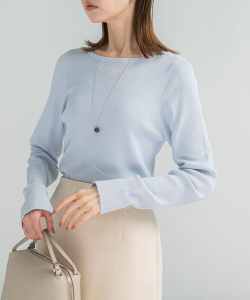 URBAN RESEARCH ROSSO WOMEN（アーバンリサーチ　ロッソ）の「シルク混スリットスリーブリブニット（ニット/セーター・レディース・オフホワイト/ブルー系その他/ネイビー/イエロー・FREE）」の3枚目の写真