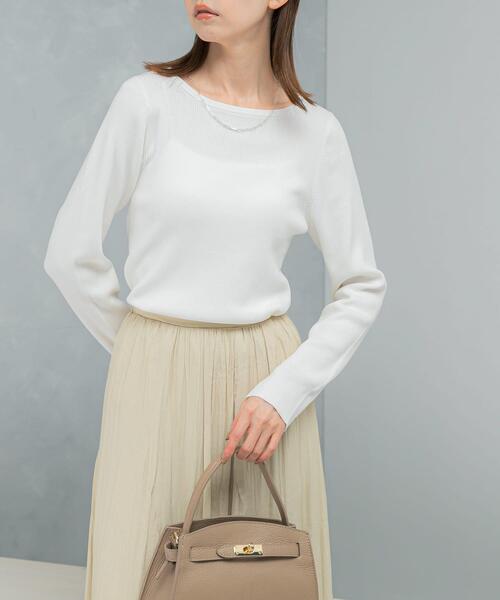 URBAN RESEARCH ROSSO WOMEN（アーバンリサーチ　ロッソ）の「シルク混スリットスリーブリブニット（ニット/セーター・レディース・オフホワイト/ブルー系その他/ネイビー/イエロー・FREE）」の5枚目の写真