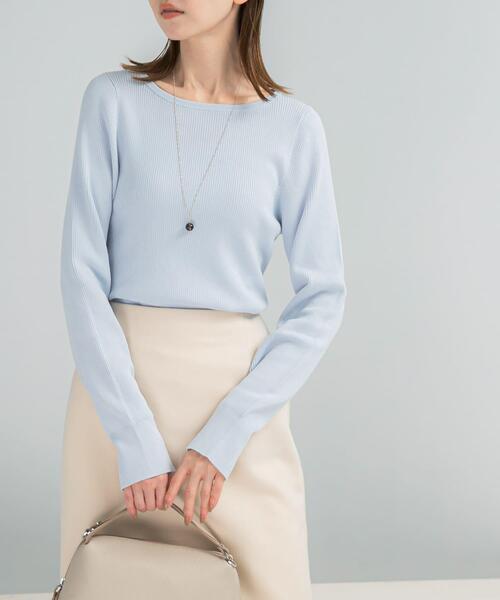 URBAN RESEARCH ROSSO WOMEN（アーバンリサーチ　ロッソ）の「シルク混スリットスリーブリブニット（ニット/セーター・レディース・オフホワイト/ブルー系その他/ネイビー/イエロー・FREE）」の10枚目の写真