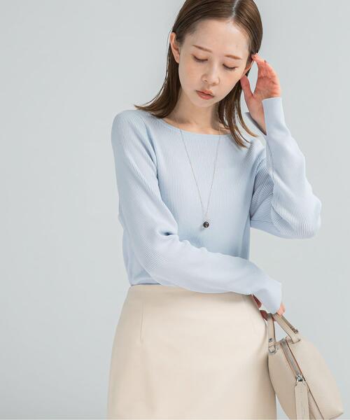 セール】シルク混スリットスリーブリブニット（ニット/セーター